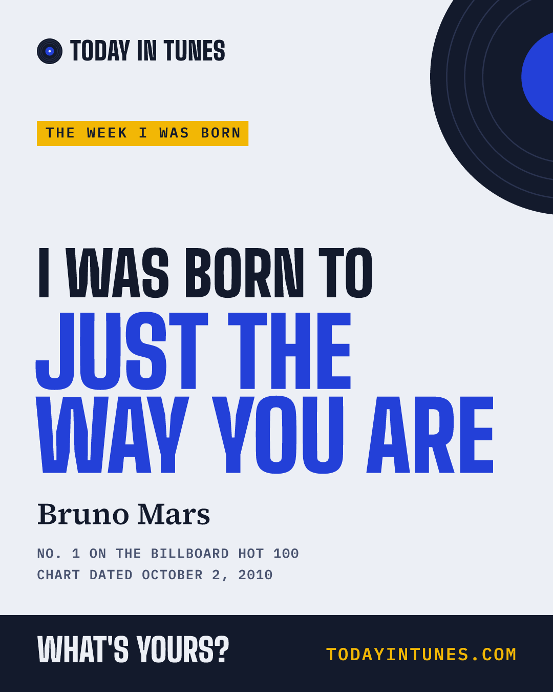 I was born to Just the Way You Are, by Bruno Mars