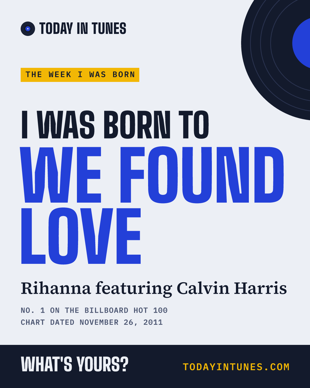 I was born to We Found Love, by Rihanna featuring Calvin Harris