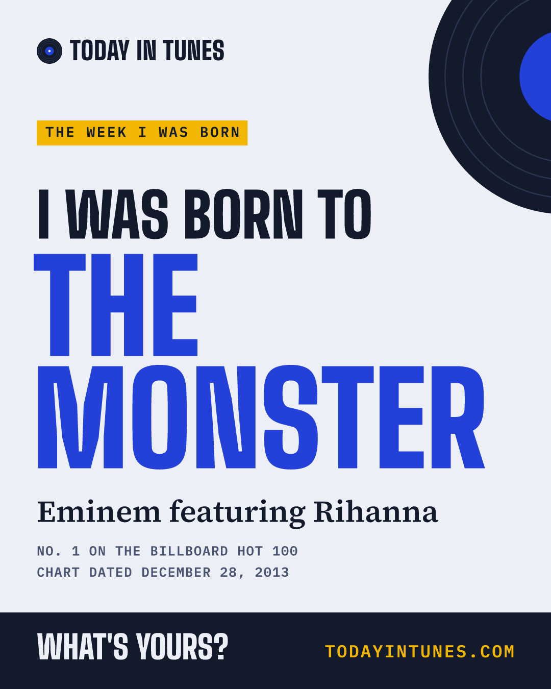 I was born to The Monster, by Eminem featuring Rihanna