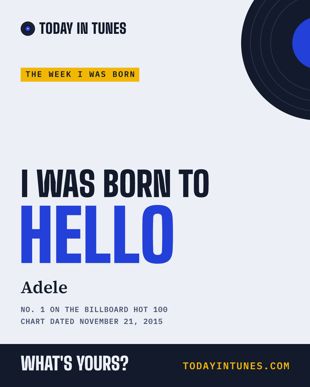 I was born to Hello, by Adele
