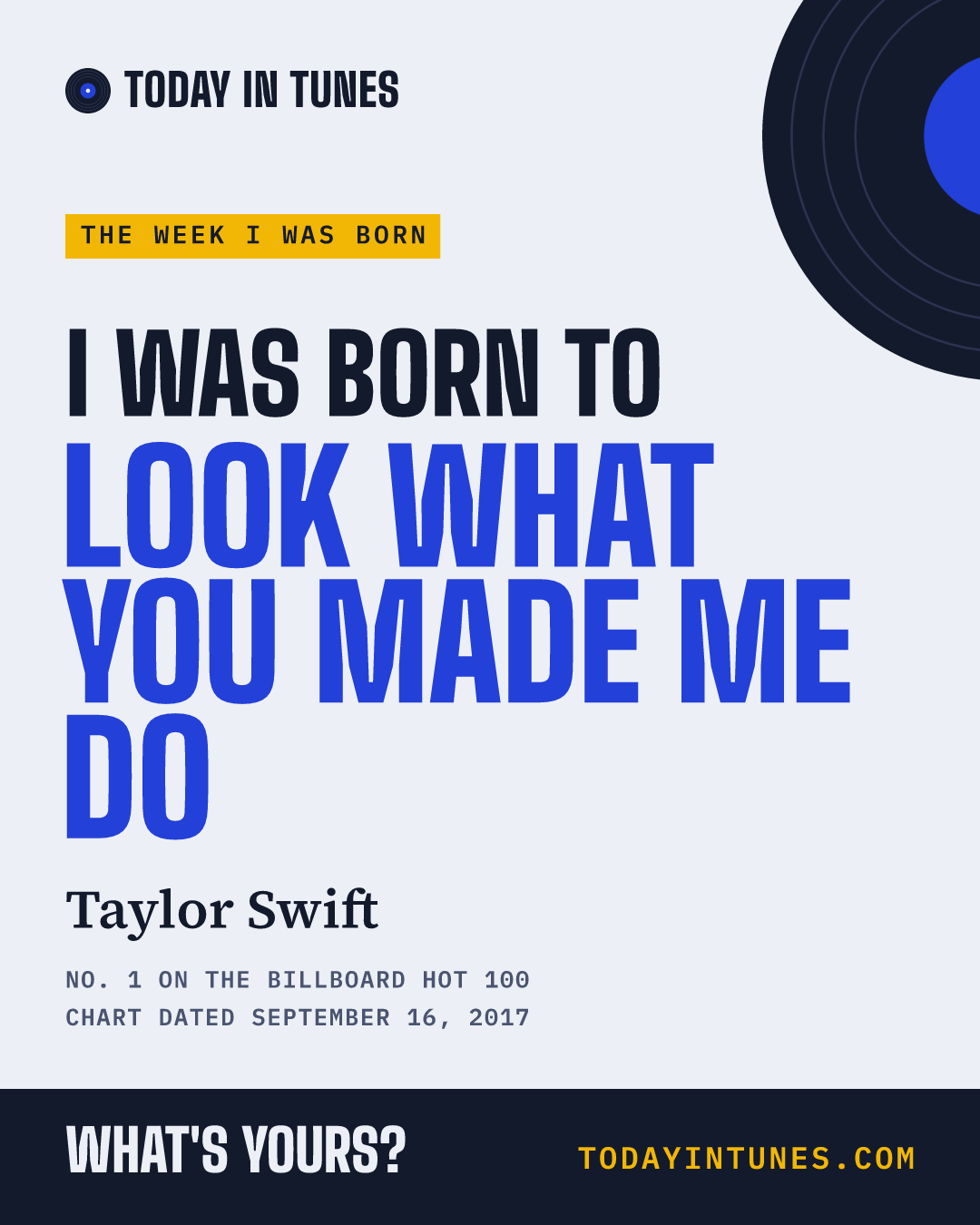 I was born to Look What You Made Me Do, by Taylor Swift