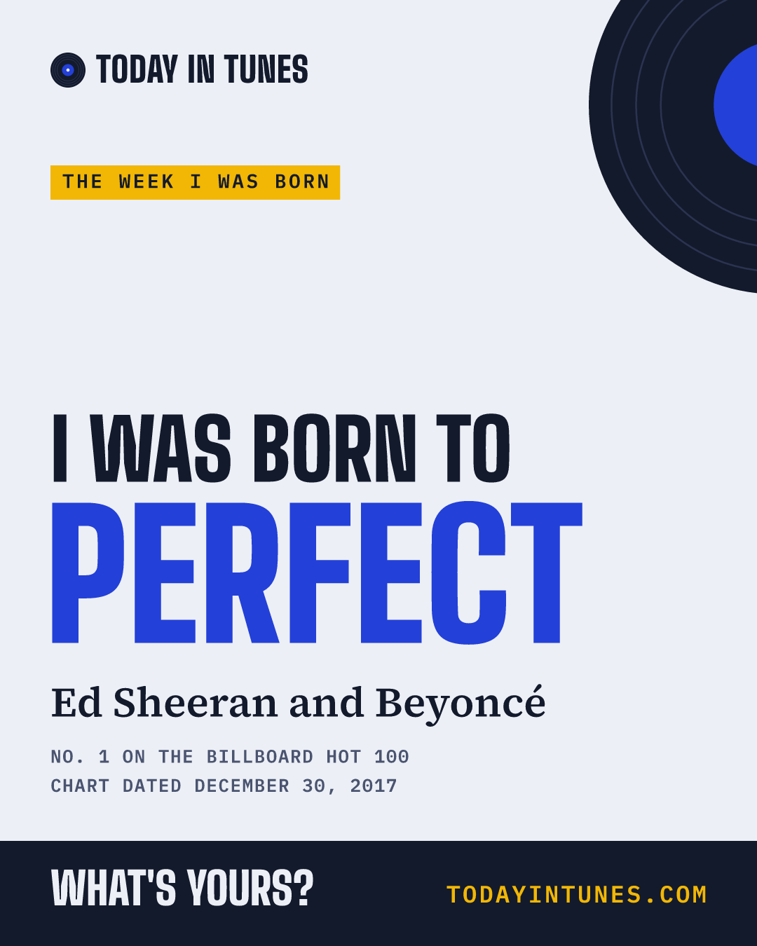 I was born to Perfect, by Ed Sheeran and Beyoncé
