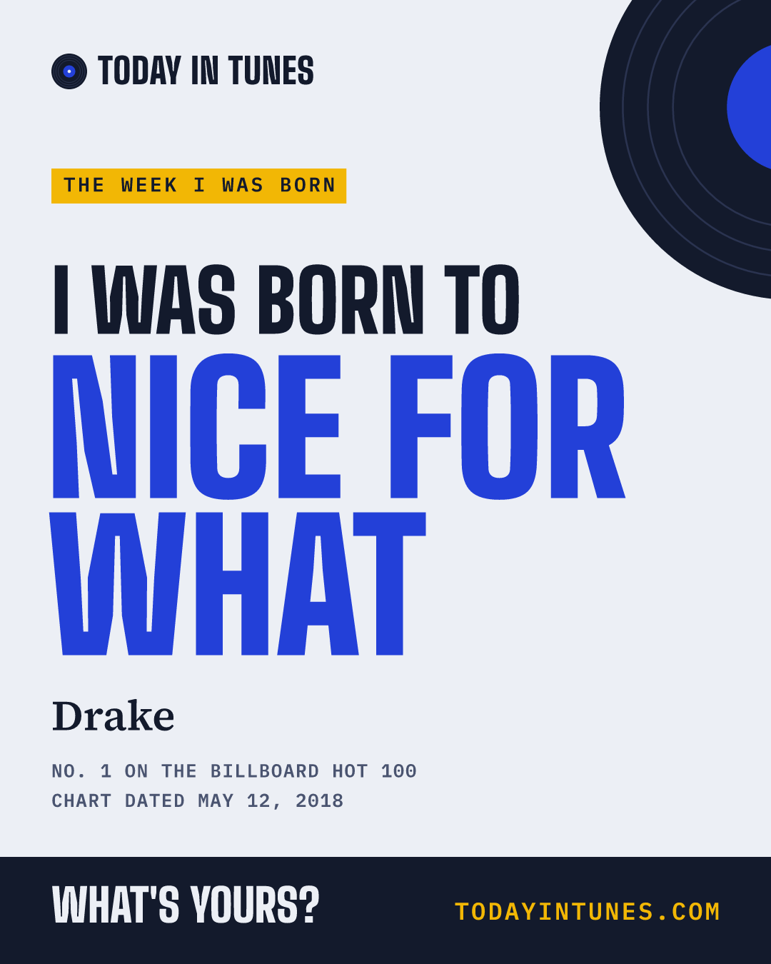 I was born to Nice for What, by Drake