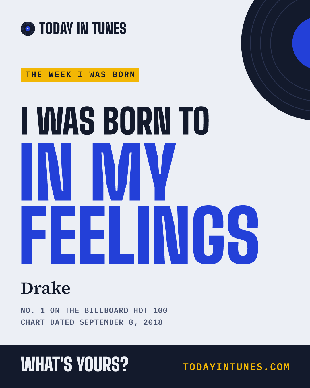 I was born to In My Feelings, by Drake