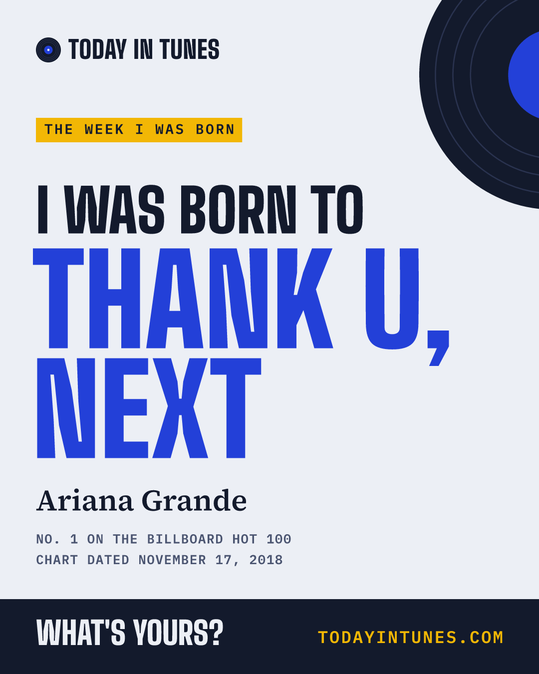 I was born to Thank U, Next, by Ariana Grande
