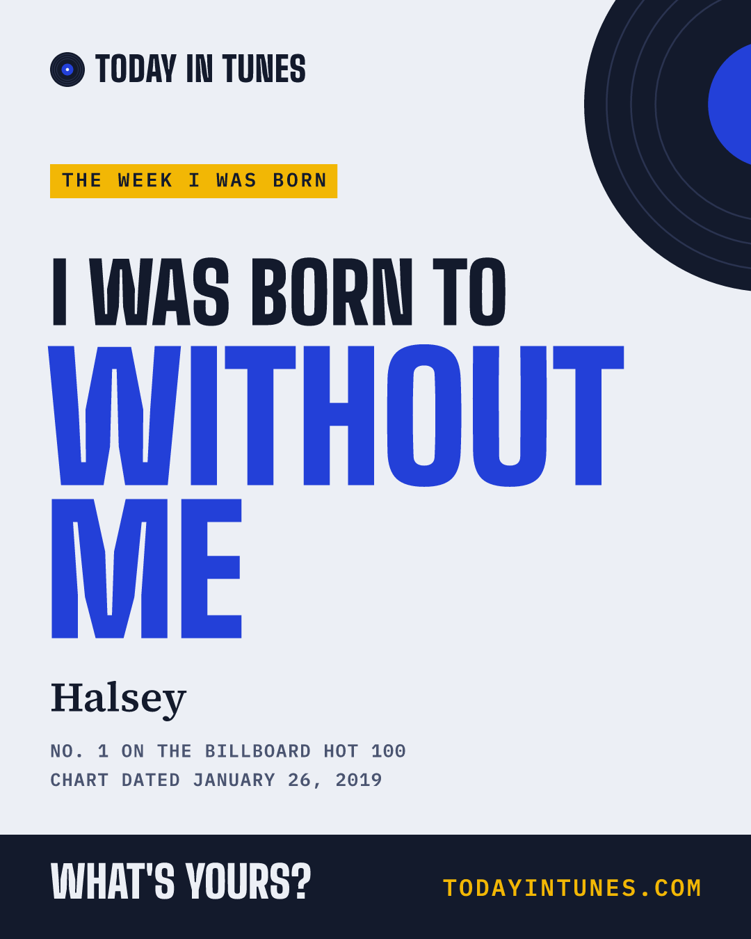I was born to Without Me, by Halsey