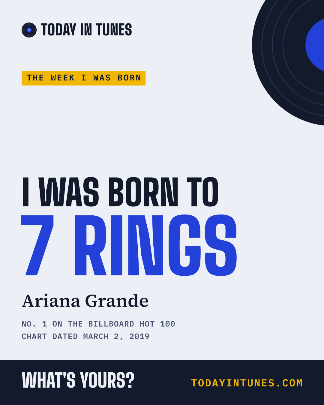 I was born to 7 Rings, by Ariana Grande