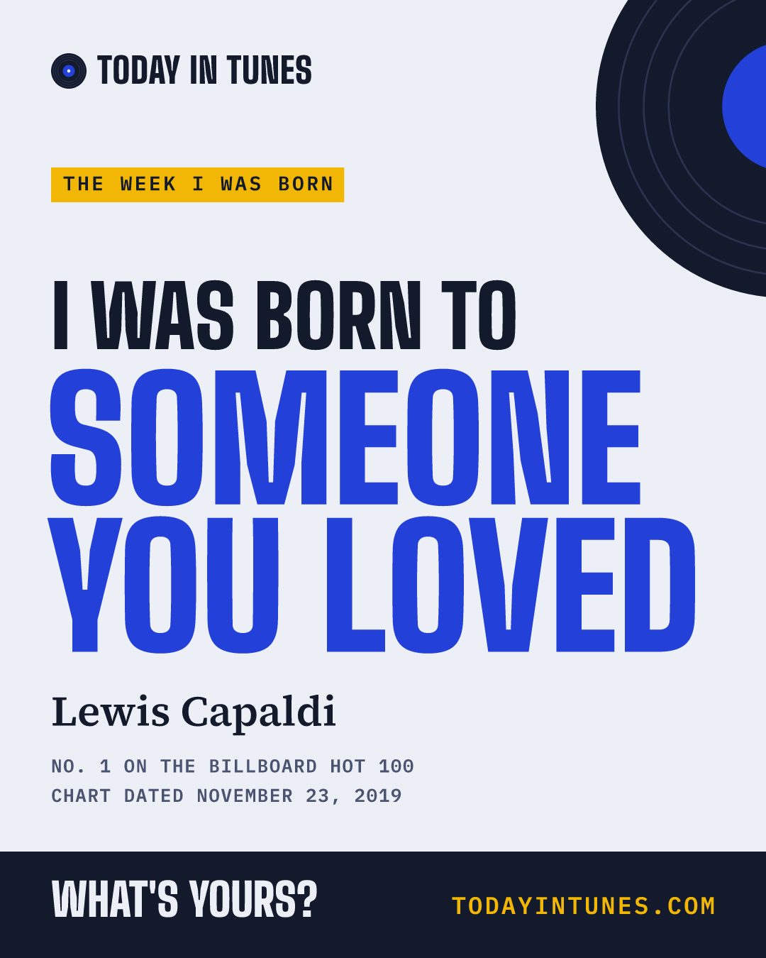 I was born to Someone You Loved, by Lewis Capaldi