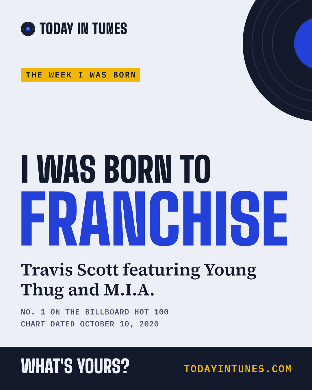 I was born to Franchise, by Travis Scott featuring Young Thug and M.I.A.