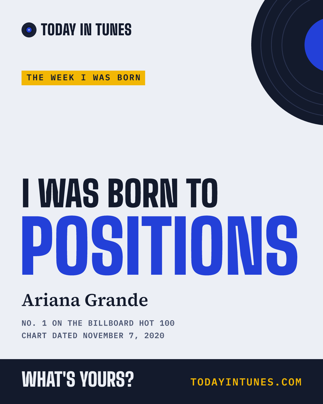 I was born to Positions, by Ariana Grande