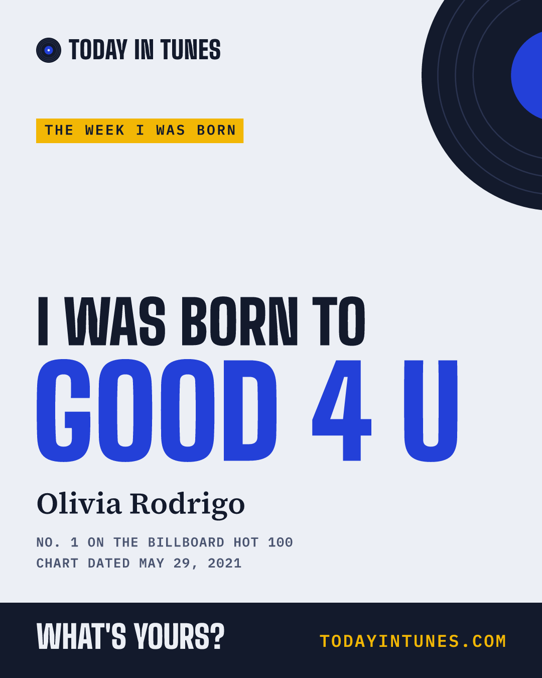 I was born to Good 4 U, by Olivia Rodrigo