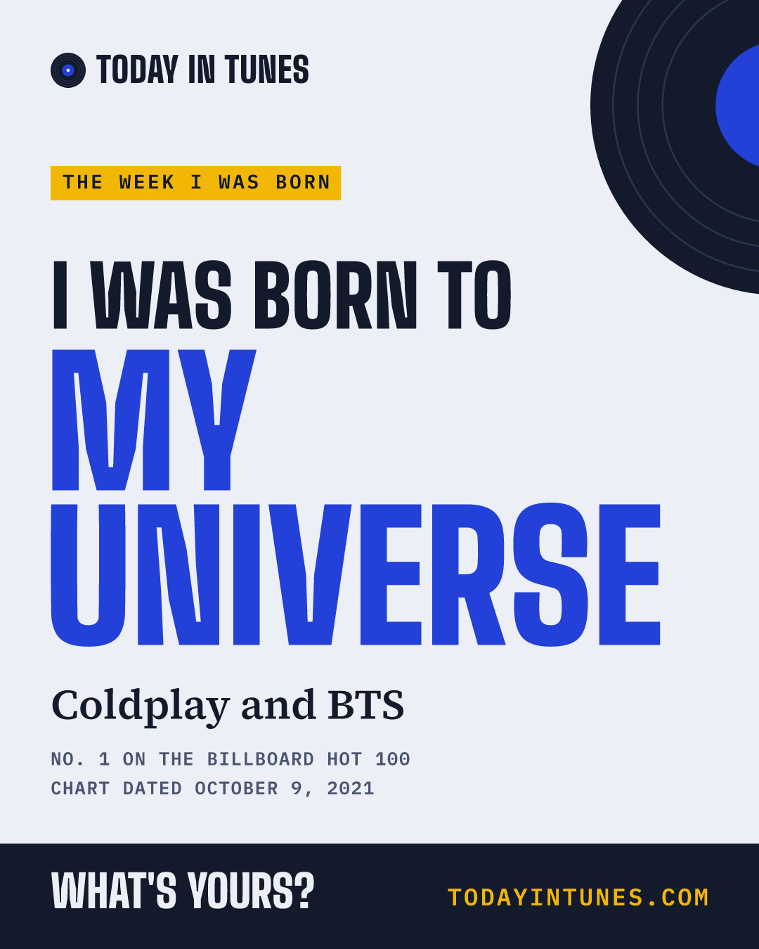 I was born to My Universe, by Coldplay and BTS