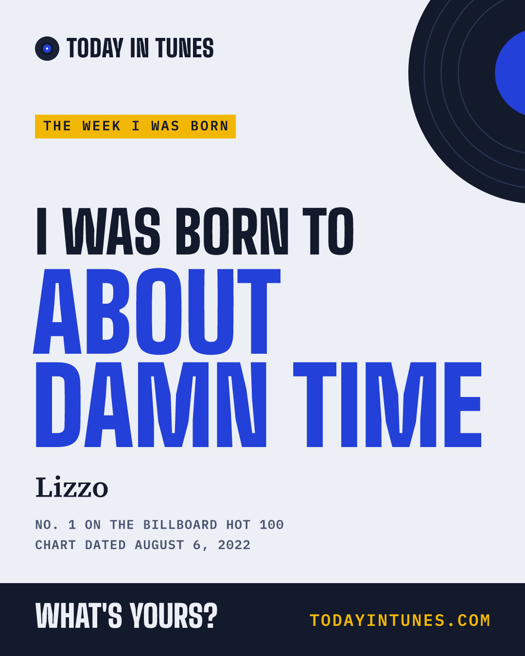 I was born to About Damn Time, by Lizzo