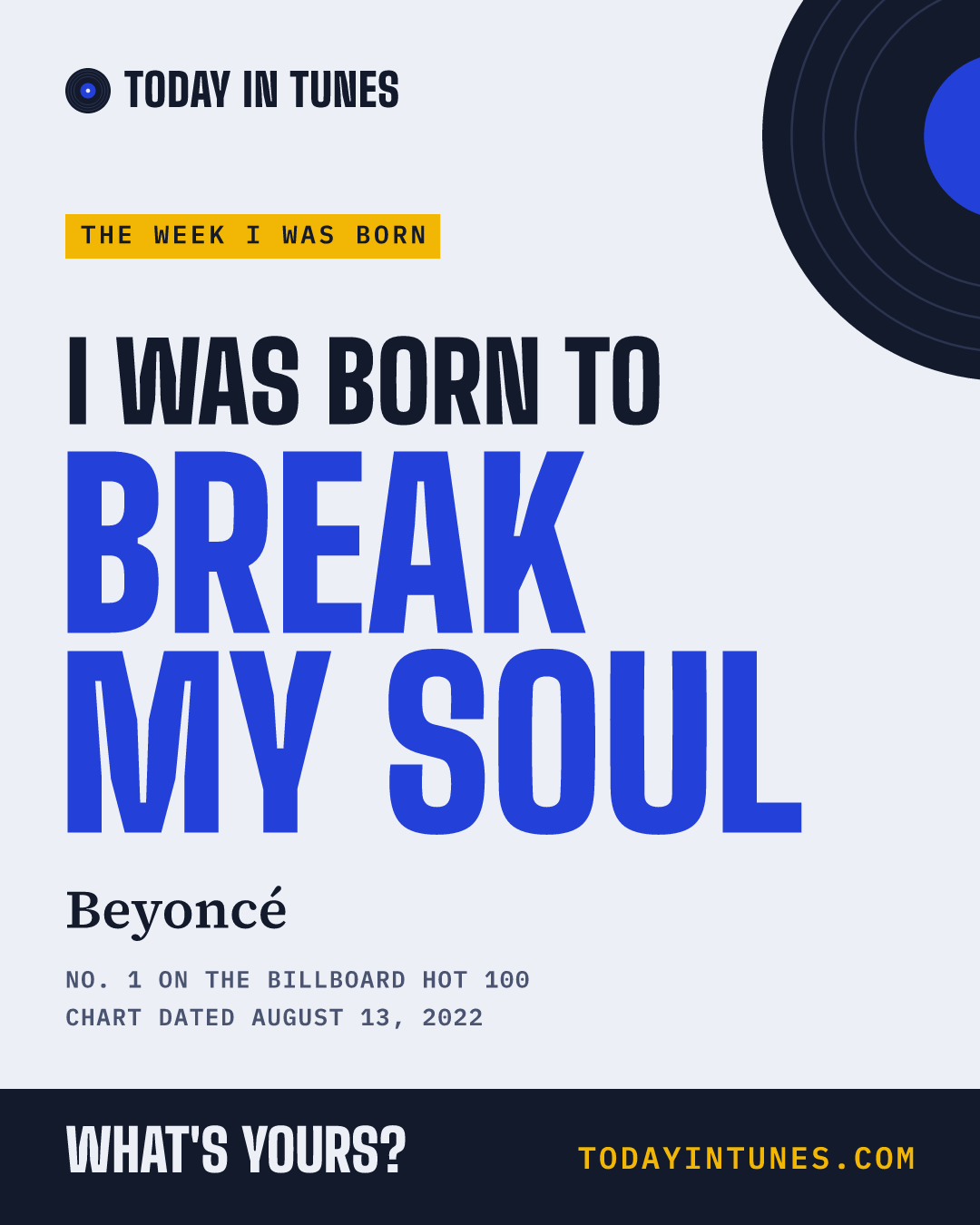 I was born to Break My Soul, by Beyoncé