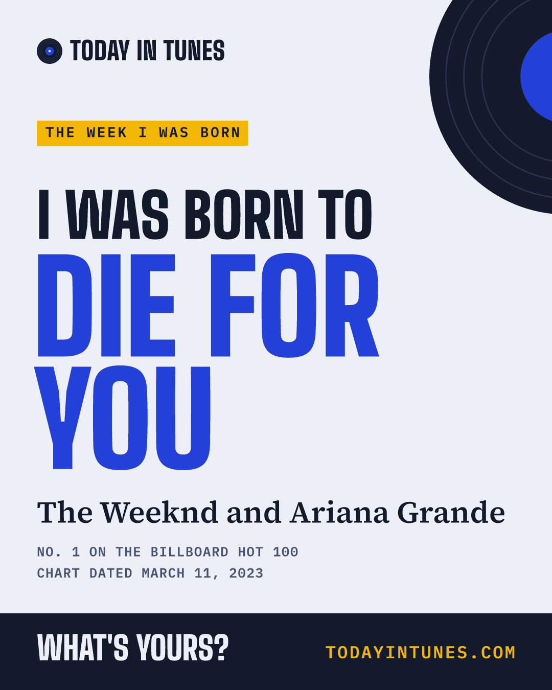 I was born to Die for You, by The Weeknd and Ariana Grande