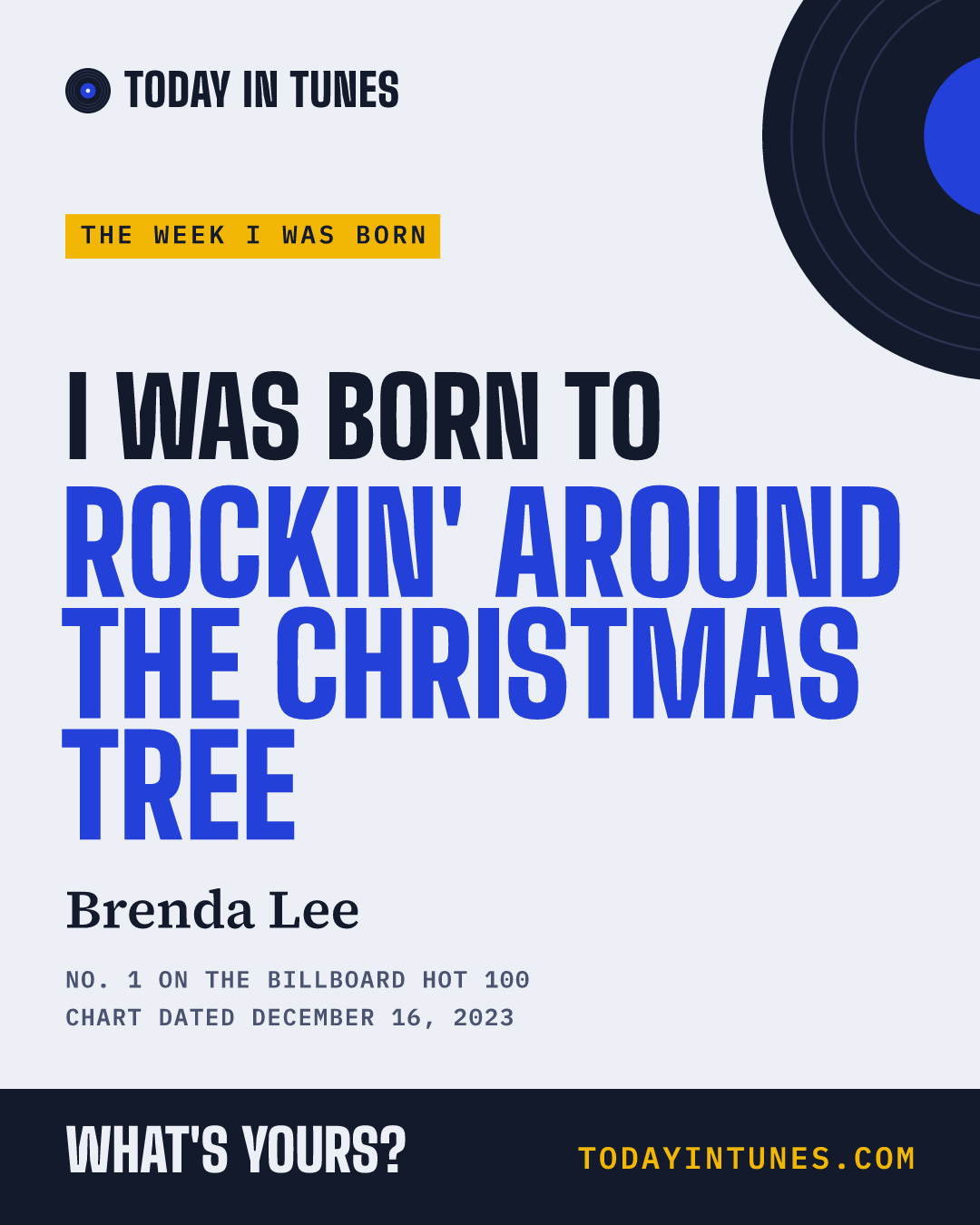 I was born to Rockin' Around the Christmas Tree, by Brenda Lee
