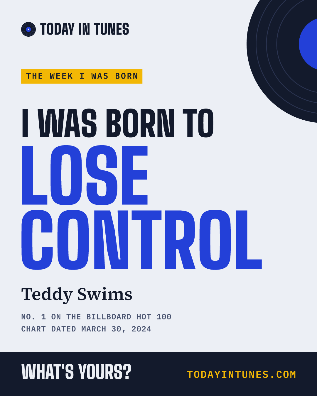 I was born to Lose Control, by Teddy Swims