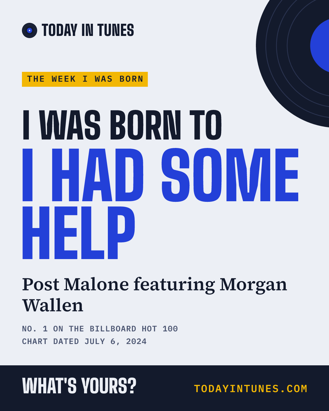 I was born to I Had Some Help, by Post Malone featuring Morgan Wallen